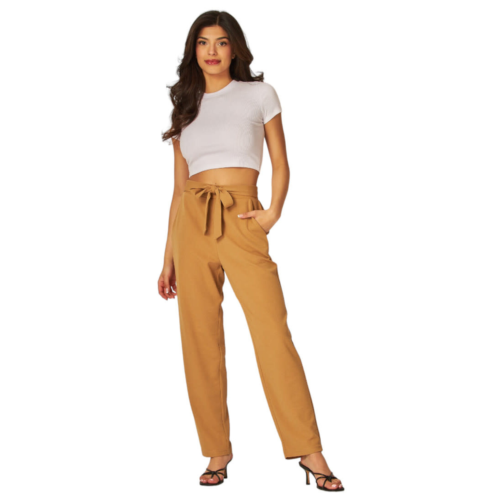 LOVE POEM LOVE POEM CREPE HIGH WAIST SELF TIE STRAIGHT PANT ANF200