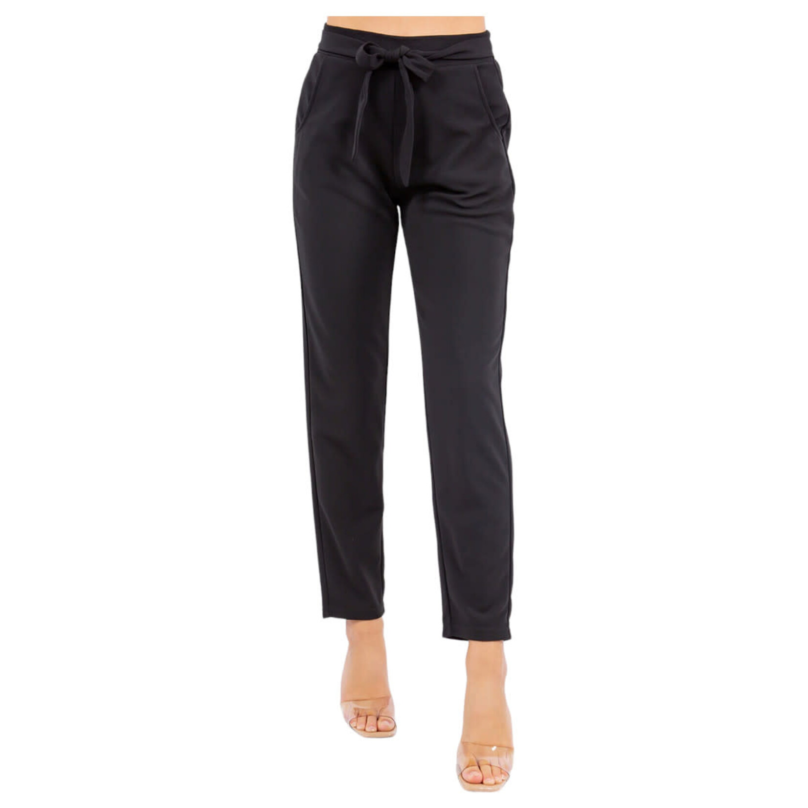 LOVE POEM LOVE POEM CREPE HIGH WAIST SELF TIE STRAIGHT PANT ANF200