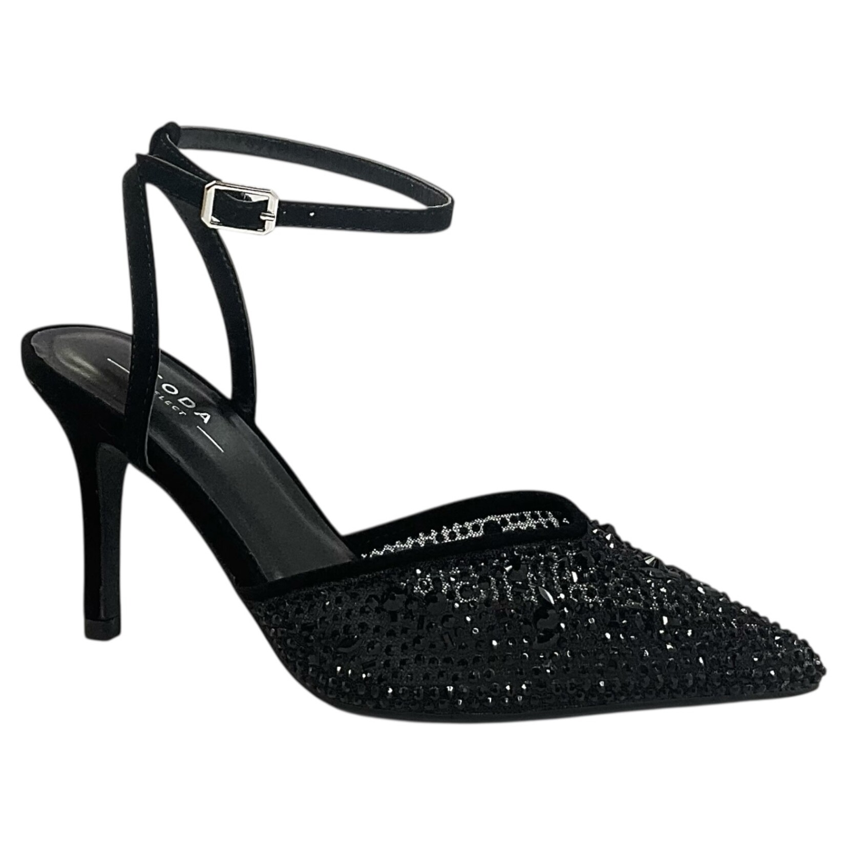 SODA SODA MESH RHINESTONE CLOSED TOE HEEL NAREN