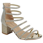 FOREVER FOREVER MULTI RHINESTONE STRAP BACK ZIP BLOCK HEEL NATALY-41
