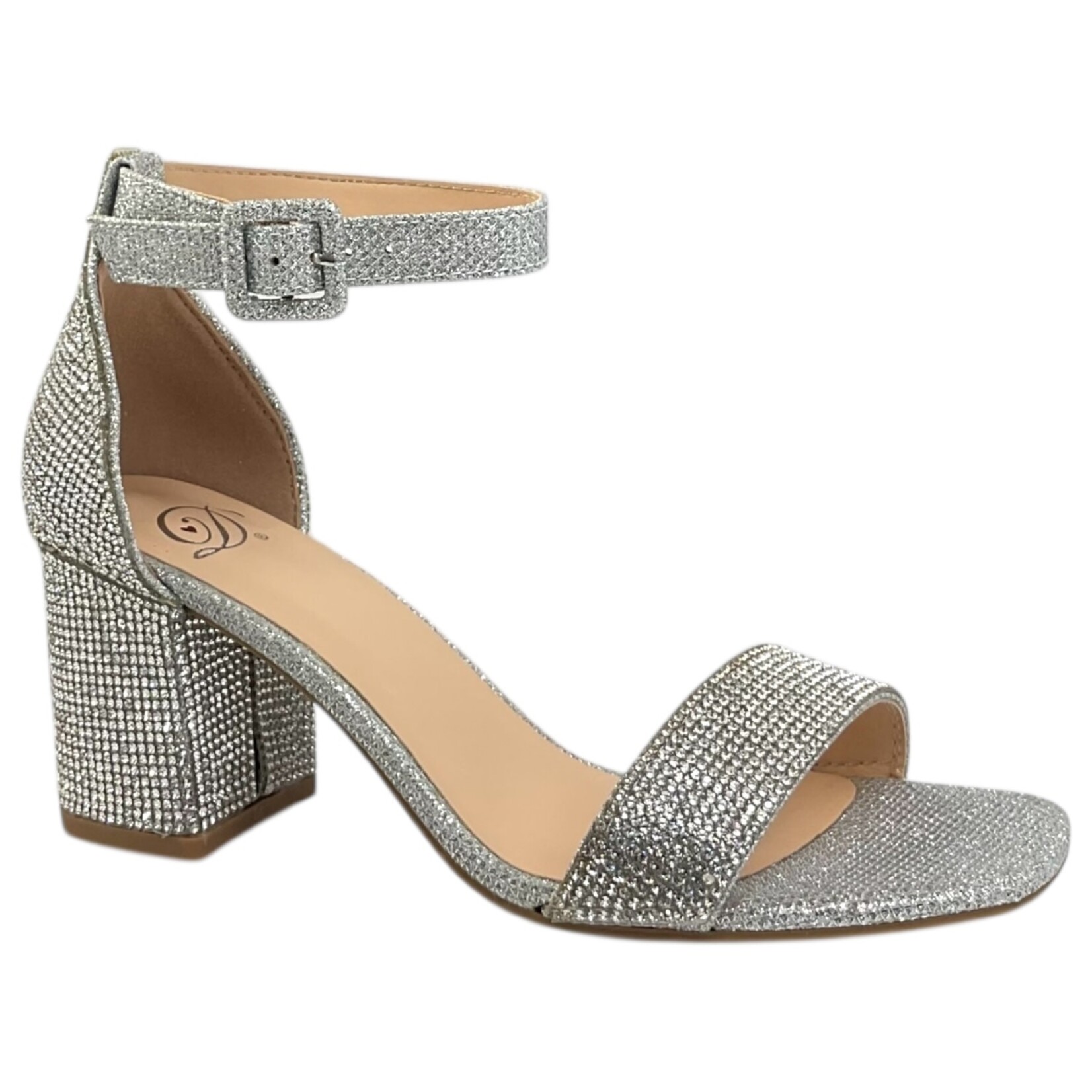 DELICIOUS DELICIOUS RHINESTONE ANKLE STRAP BLOCK HEEL CRETE