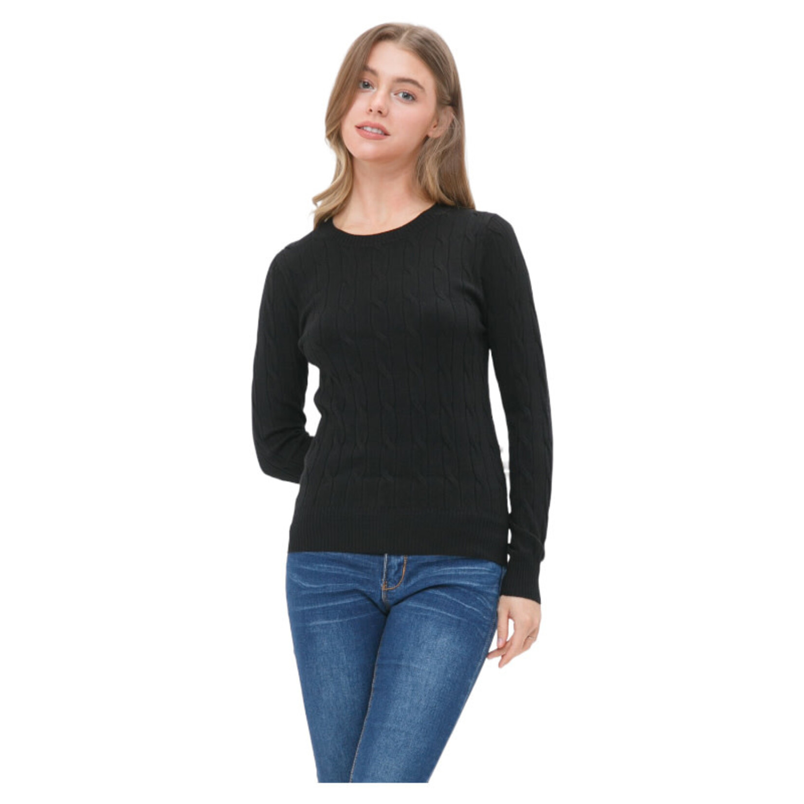 CIELO CIELO TWISTED CABLE LONG SLEEVE SWEATER SW1000