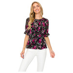 PERSEPTION PERSEPTION RUFFLE SHORT SLEEVE SIDE TWIST TOP TP-MS-1463