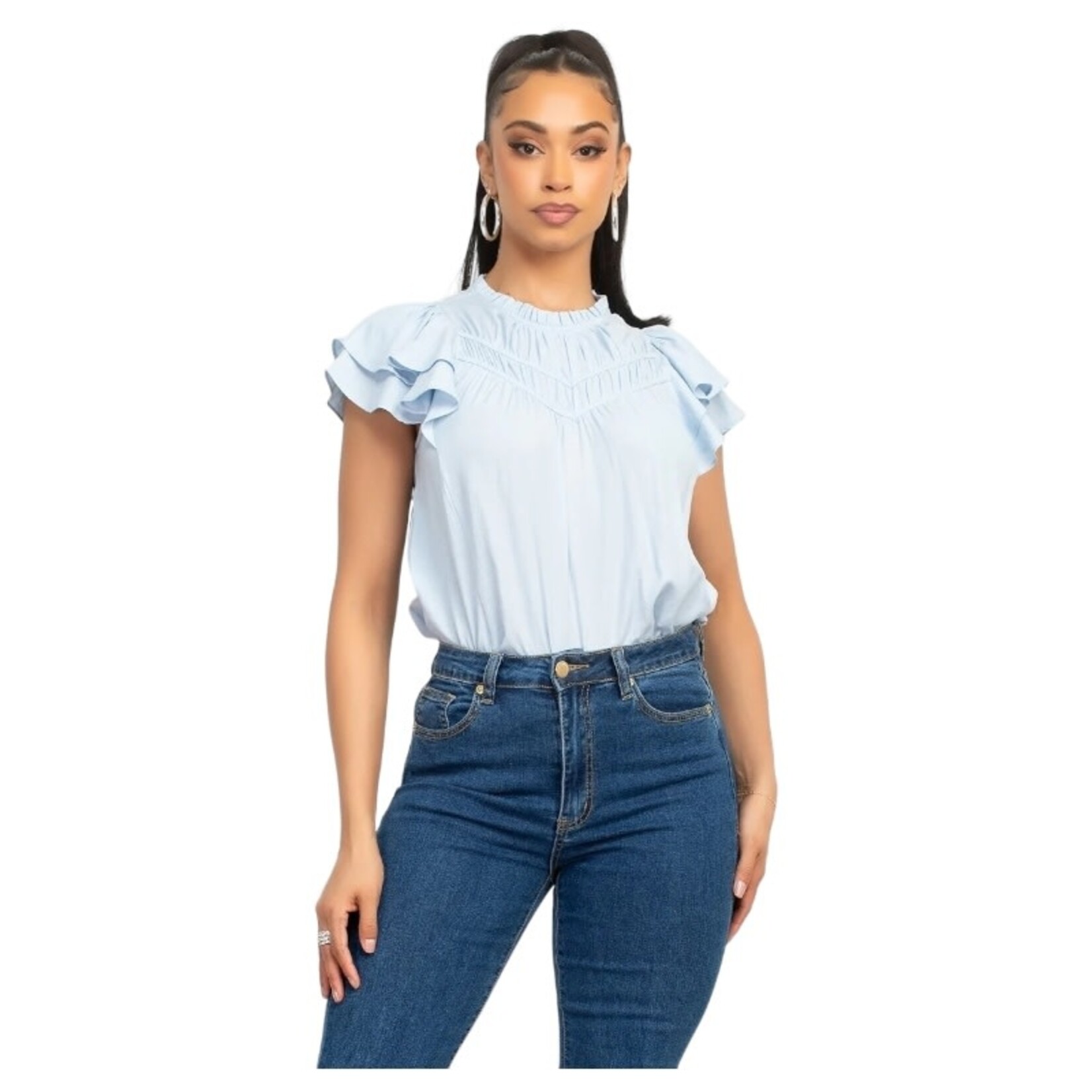 IRIS IRIS RUFFLE CAP SLEEVE TOP BT03597