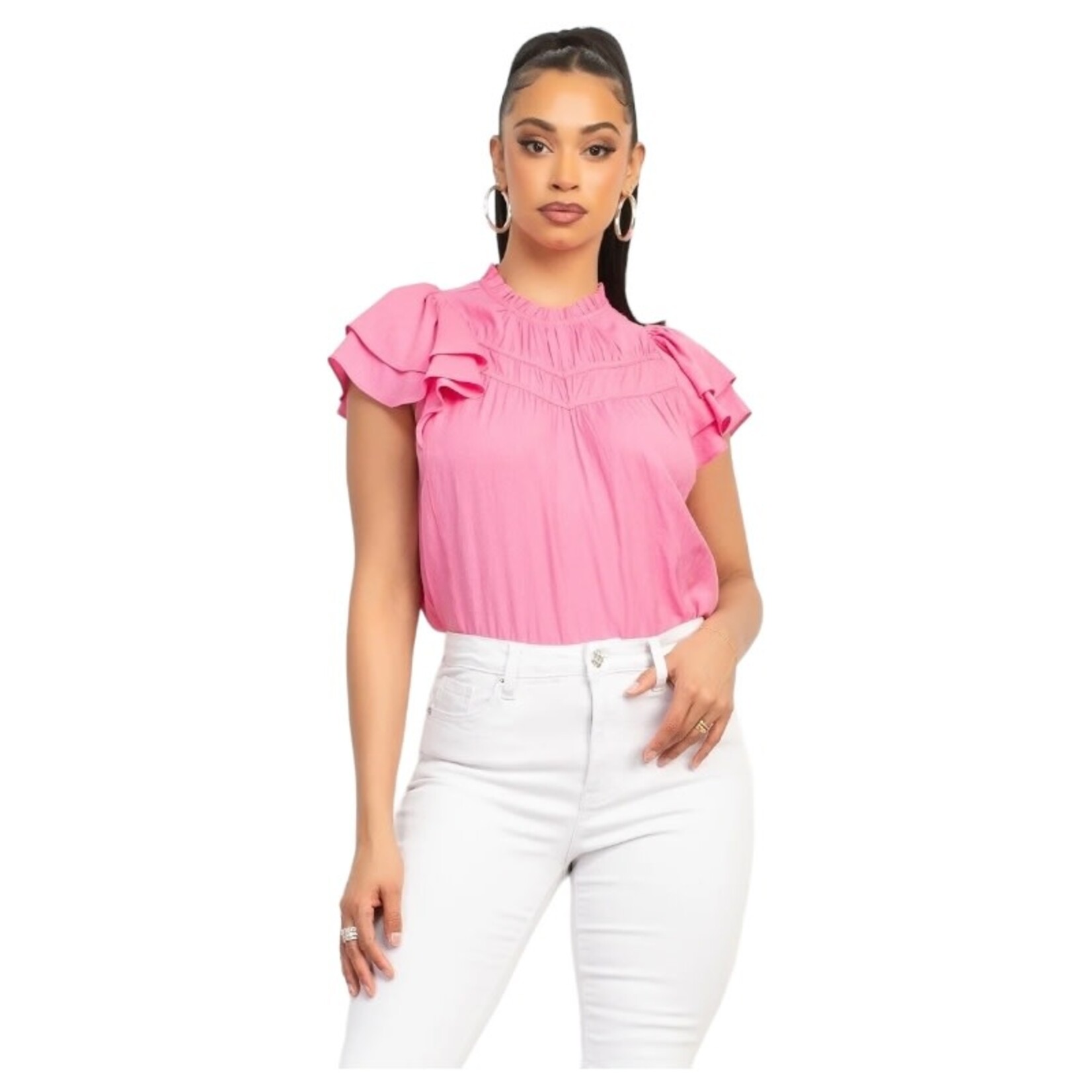 IRIS IRIS RUFFLE CAP SLEEVE TOP BT03597