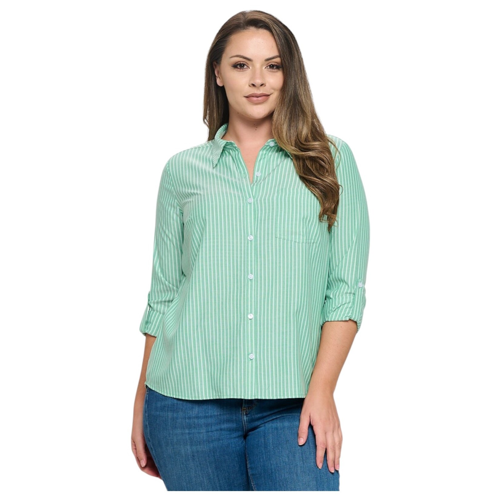 DNA DNA PLUS SIZE YARN DIED STRIPE SHIRT 4481XB-21214