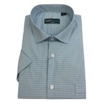 KNIT RIDGE KNIT RIDGE SHORT SLEEVE CHECKERED FITTED DRESS SHIRT 6018