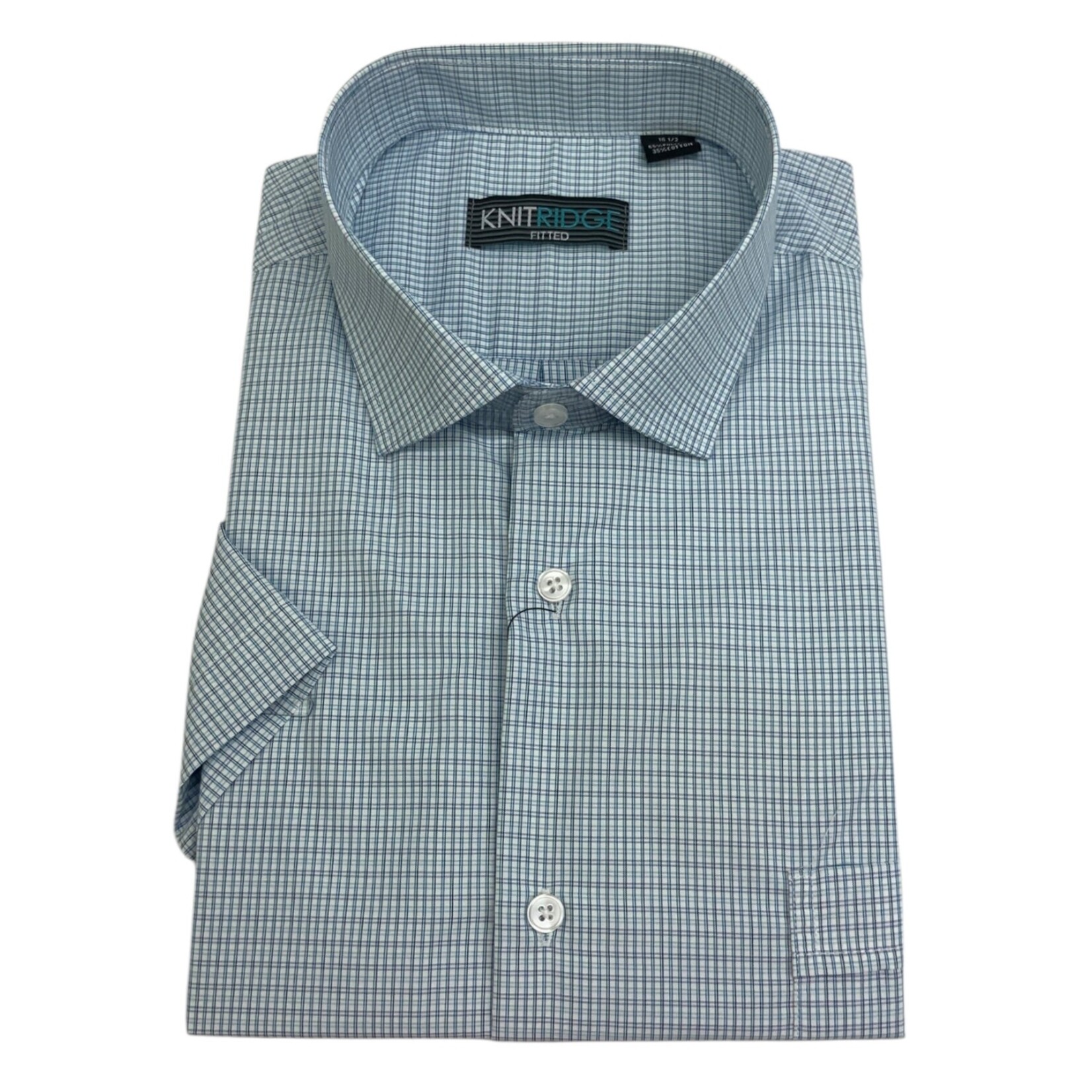 KNIT RIDGE KNIT RIDGE SHORT SLEEVE CHECKERED FITTED DRESS SHIRT 6018