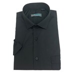 KNIT RIDGE KNIT RIDGE SHORT SLEEVE PLAIN FITTED DRESS SHIRT 65/35