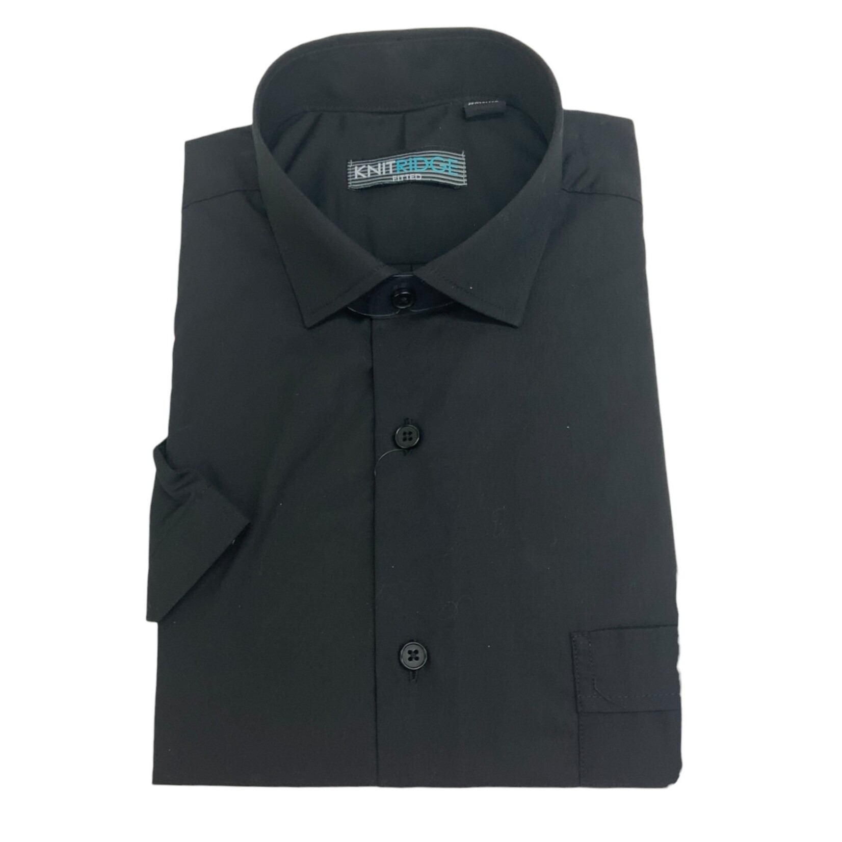KNIT RIDGE KNIT RIDGE SHORT SLEEVE PLAIN FITTED DRESS SHIRT 65/35