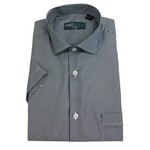 KNIT RIDGE KNIT RIDGE SHORT SLEEVE STRIPE FITTED DRESS SHIRT 1532