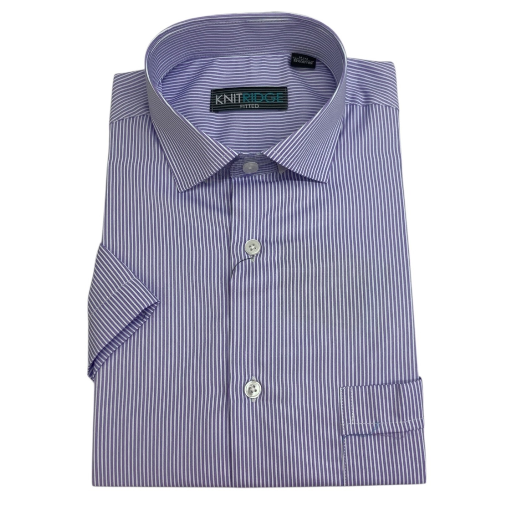 KNIT RIDGE KNIT RIDGE SHORT SLEEVE STRIPE FITTED DRESS SHIRT 1532