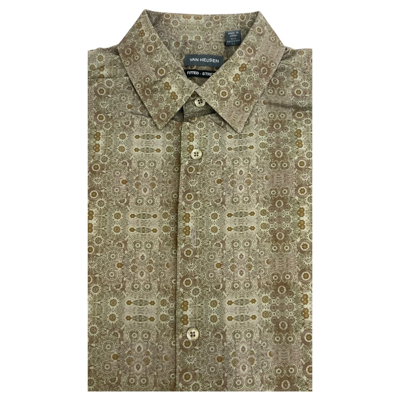 VAN HEUSEN VAN HEUSEN PRINTED FITTED STRETCH SHORT SLEEVE SHIRT 500132