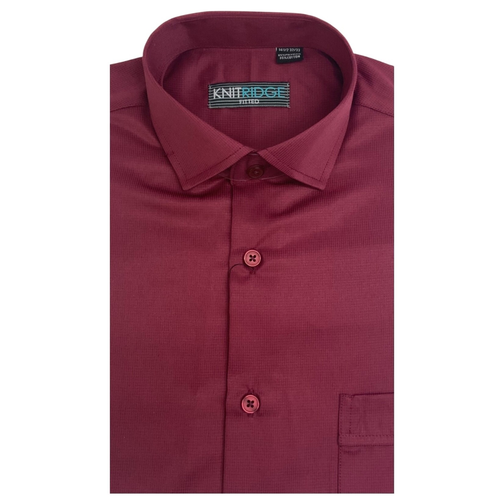 KNIT RIDGE KNIT RIDGE SELF PATTERN LONG SLEEVE FITTED  DRESS SHIRT 0051