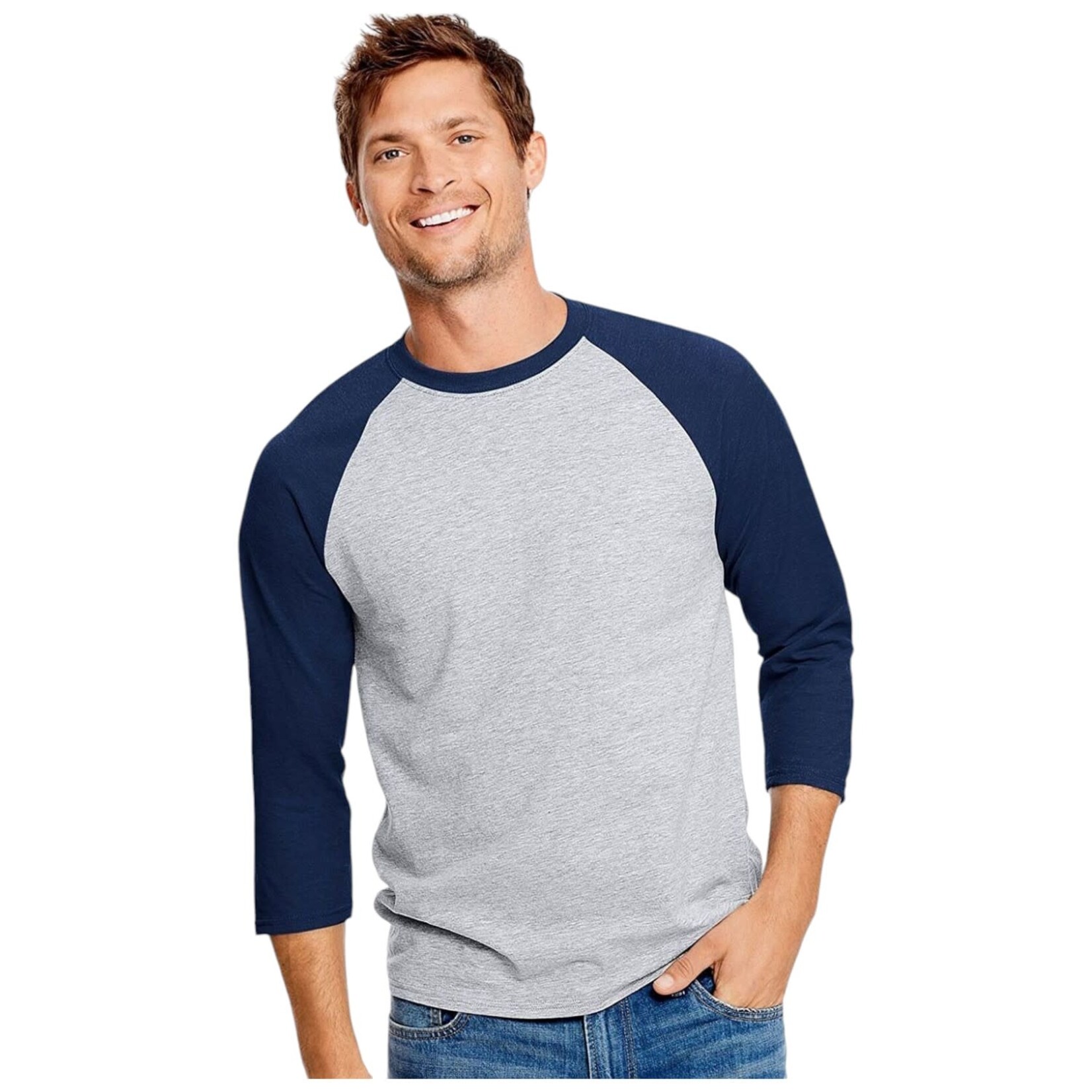 HANES HANES X-TEMP 3/4 SLEEVE RAGLAN TEE 42BAR