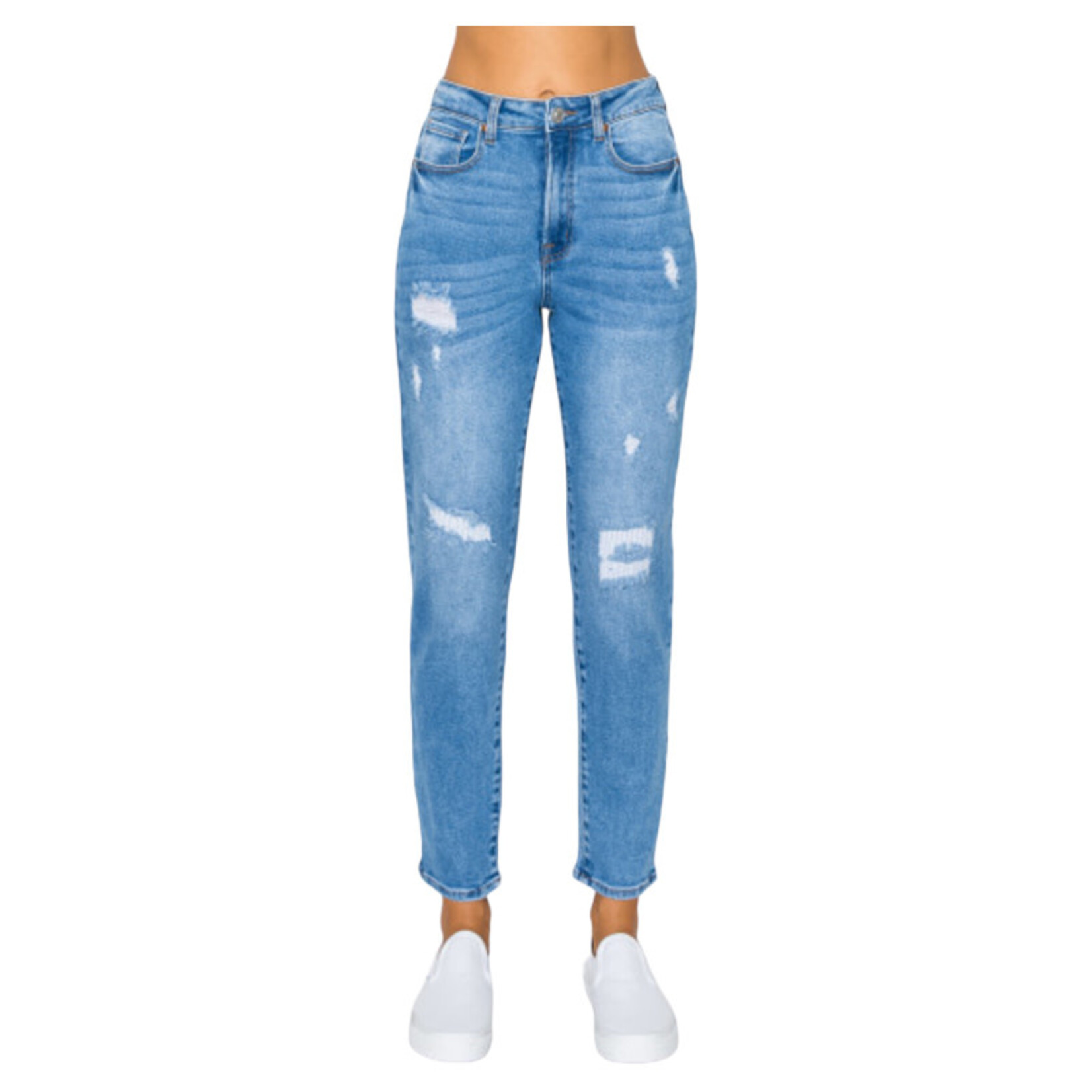 WAX JEANS WAX DISTRESSED MOM JEANS 90255