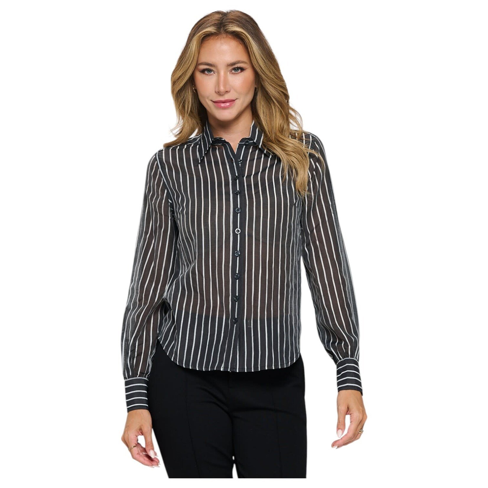 CHOCOLATE CHOCOLATE STRIPE  BUTTON FRONT SHIRT MT4730