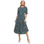SOLUTION SOLUTION ELASTICATED WAISTLINE FLORAL PRINTED MIDI DRESS S-26466