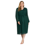 SHE & SKY SHE & SKY PLUS LONG SLEEVE PLEATED MIDI DRESS PSY7478