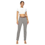 CHOCOLATE CHOCOLATE BOOT CUT CHECKERED JACQUARD BELTED PANTS YP5039