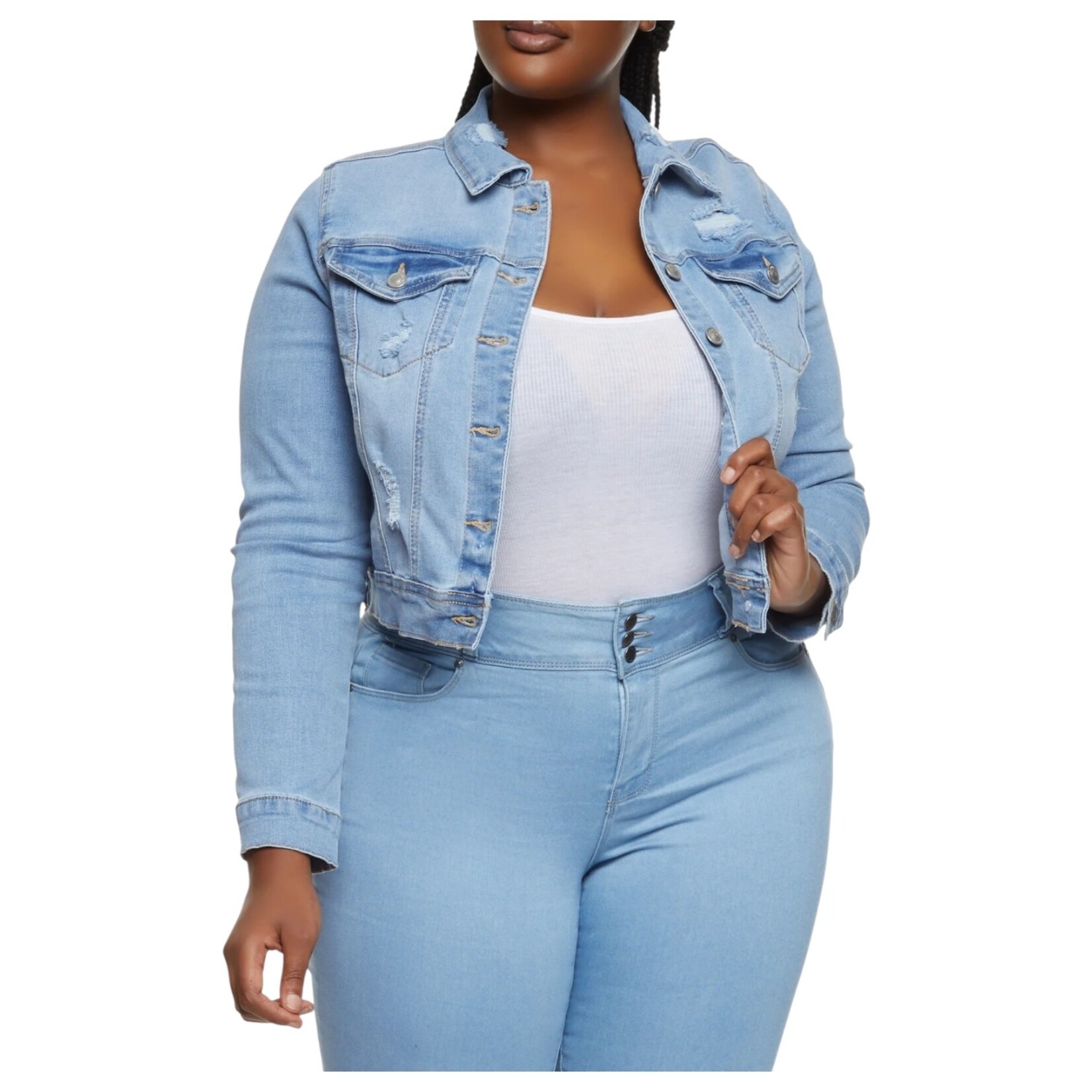 WAX JEANS WAX PLUS SIZE DENIM JACKET 90273XL