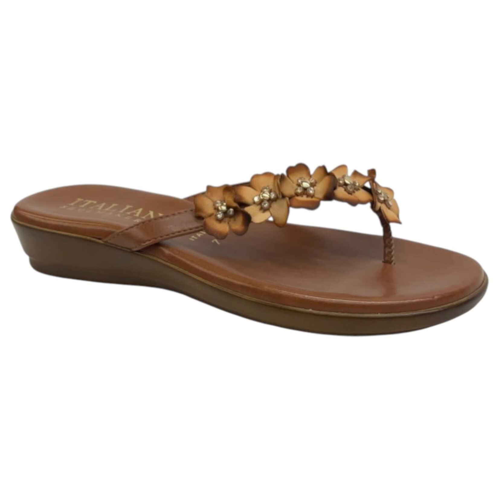 ITALIAN SHOEMAKERS ITALIAN FLOWER DETAIL THONG SLIPPER EMINA