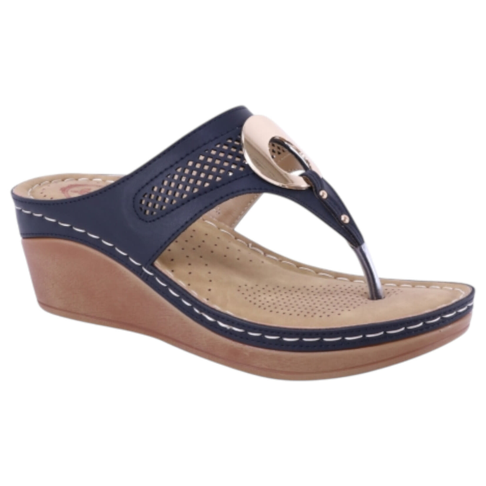 ATALINA ATALINA WEDGE THONG SLIPPER WITH ORNAMENT DWL0076