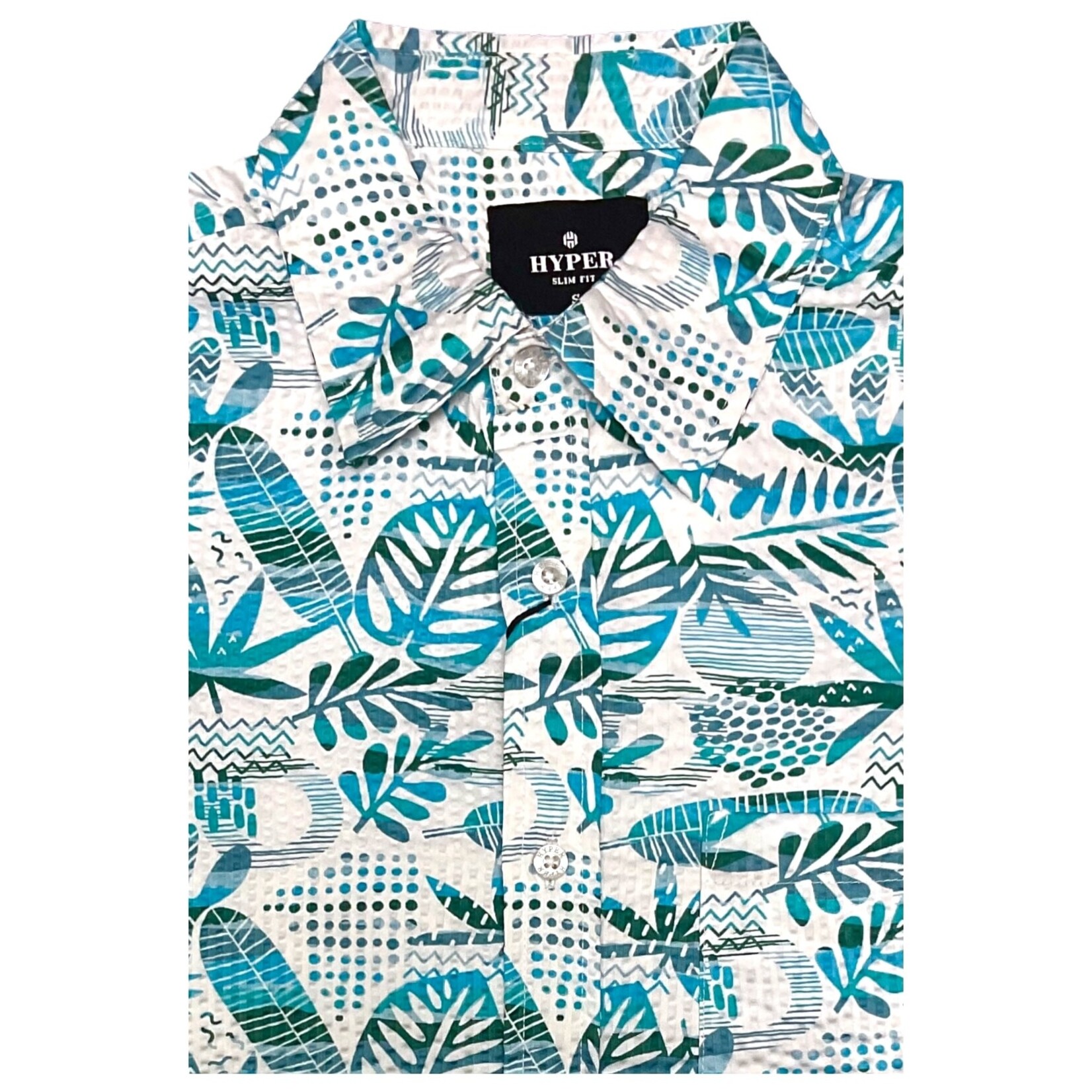 HYPER HYPER POPCORN TEXTURED PATTERNED SHORT SLEEVE SHIRT D7629