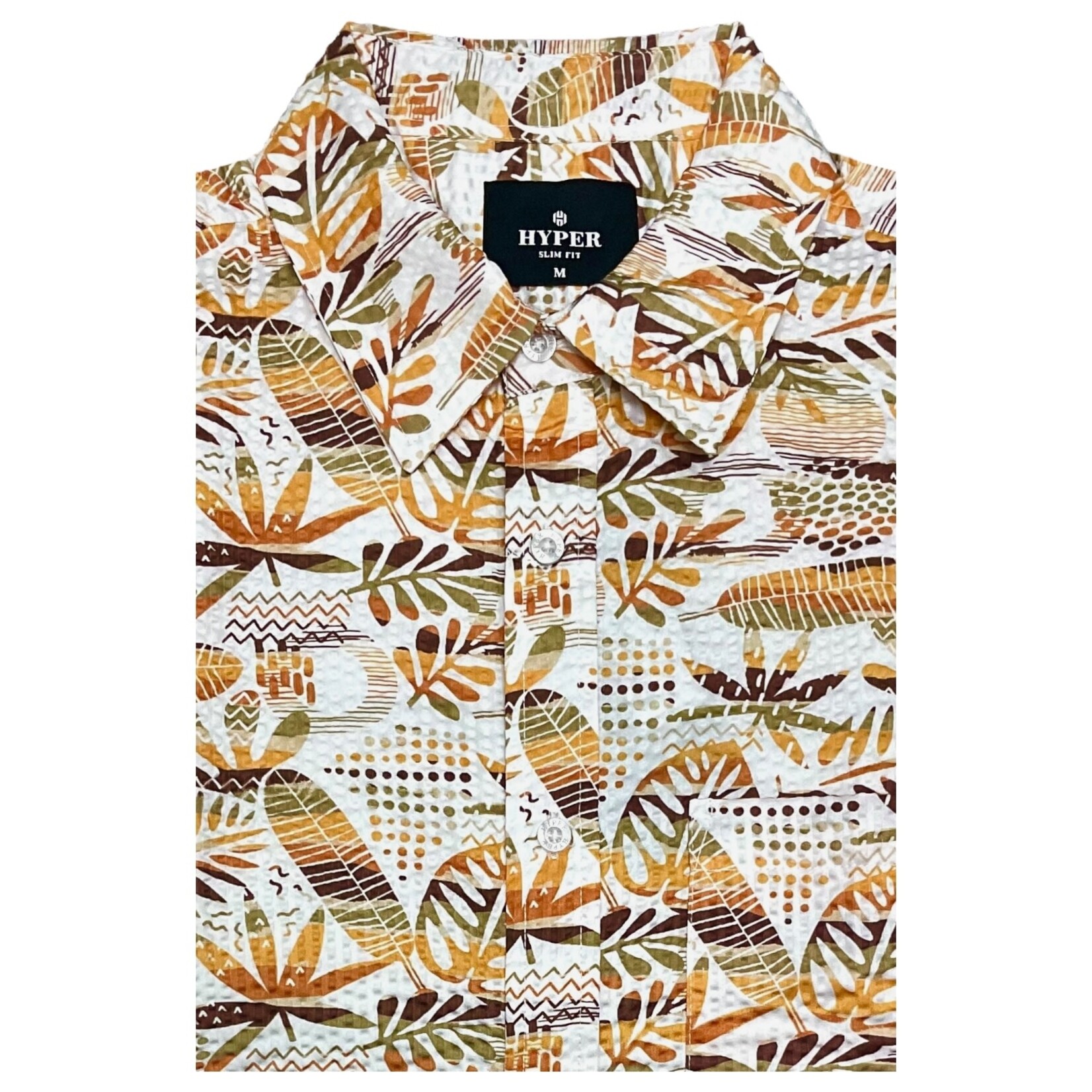 HYPER HYPER POPCORN TEXTURED PATTERNED SHORT SLEEVE SHIRT D7629