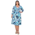 JANETTE FASHION JANETTE PLUS 3/4 SLEEVE MIDI DRESS DJ3876-CLU-P