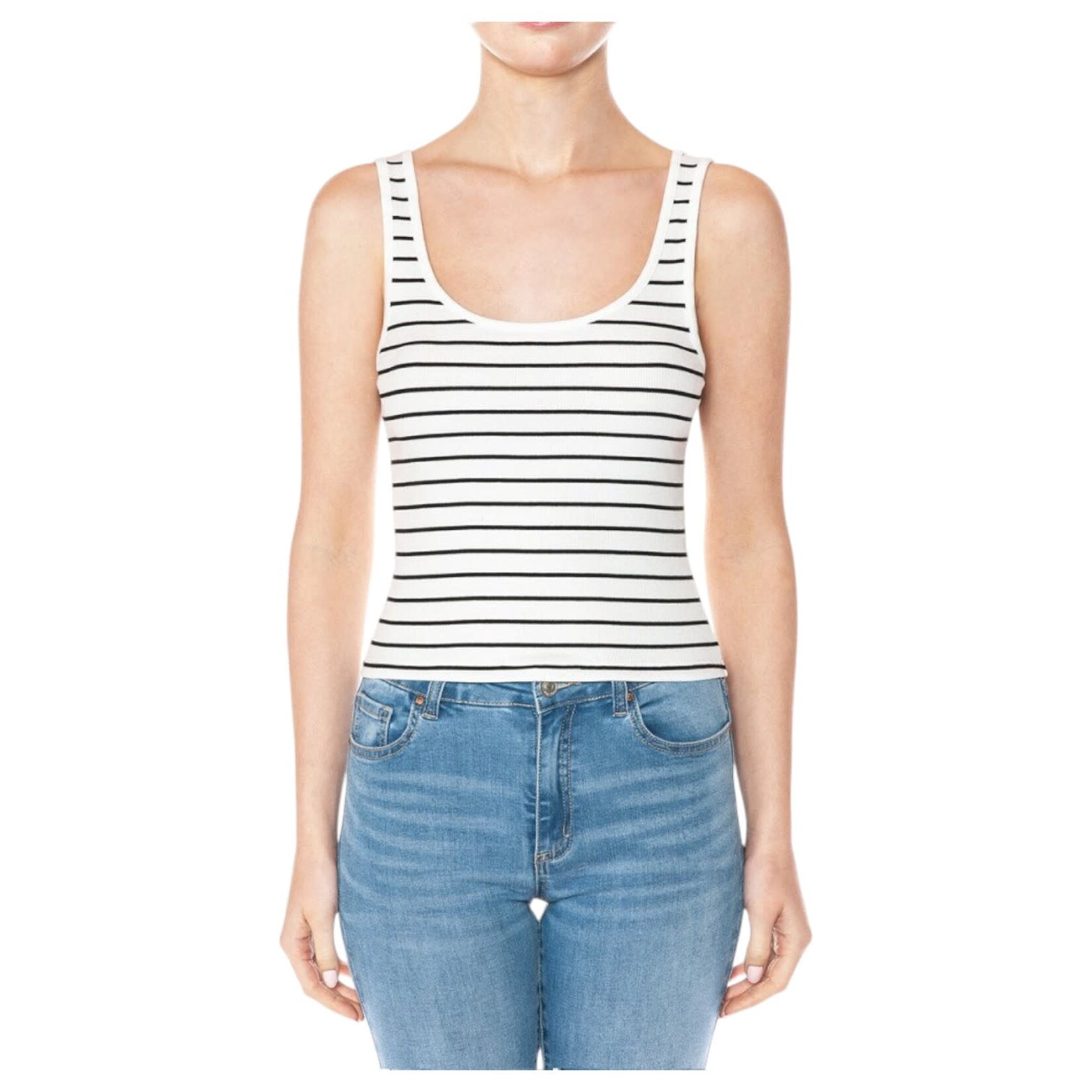 AMBIANCE APPAREL AMBIANCE STRIPE RIBBED TANK TOP 76137-1