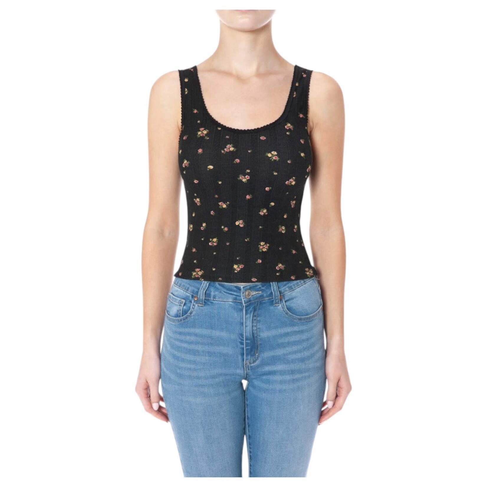 AMBIANCE APPAREL AMBIANCE FLORAL RIBBED TANK TOP 76167-1