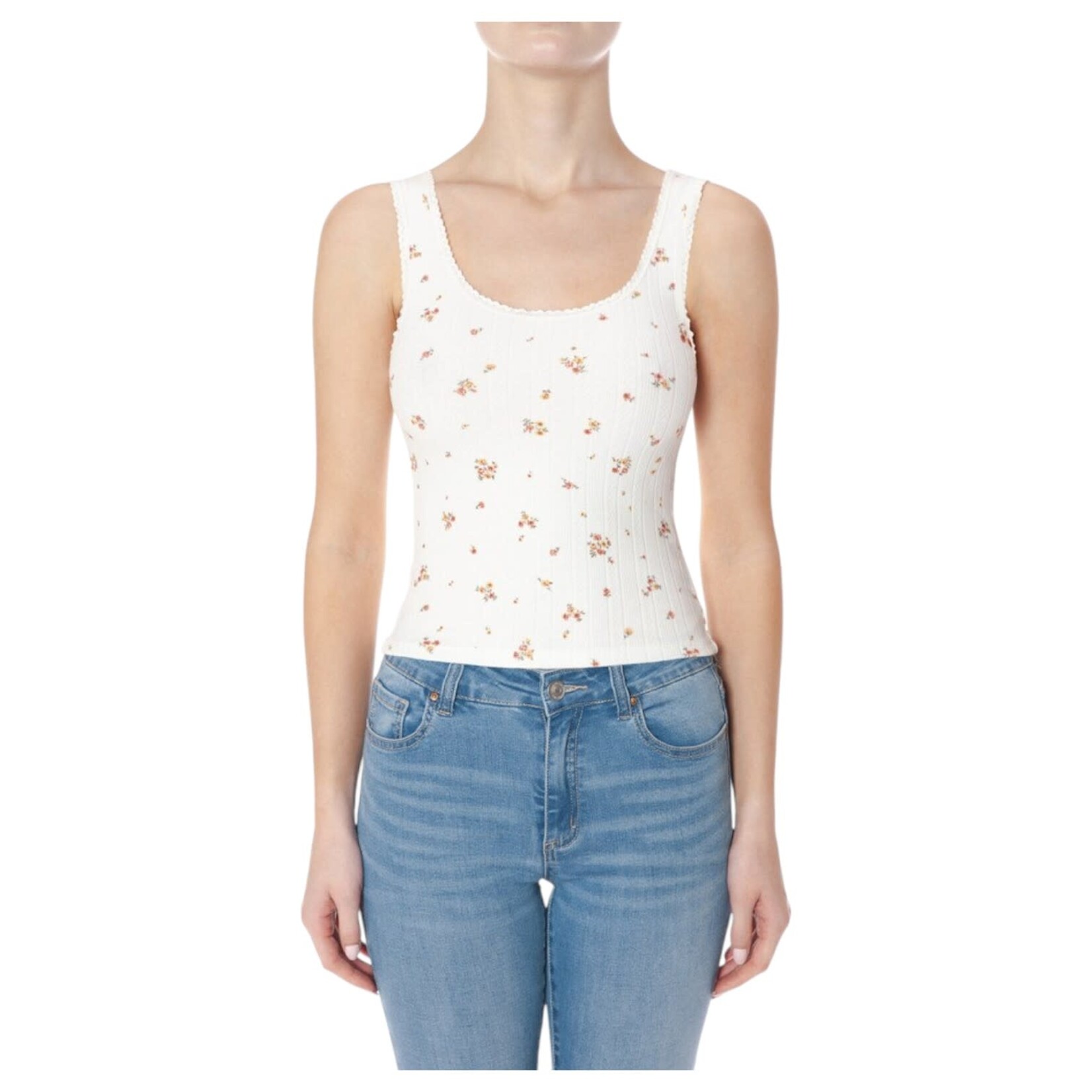 AMBIANCE APPAREL AMBIANCE FLORAL RIBBED TANK TOP 76167-1