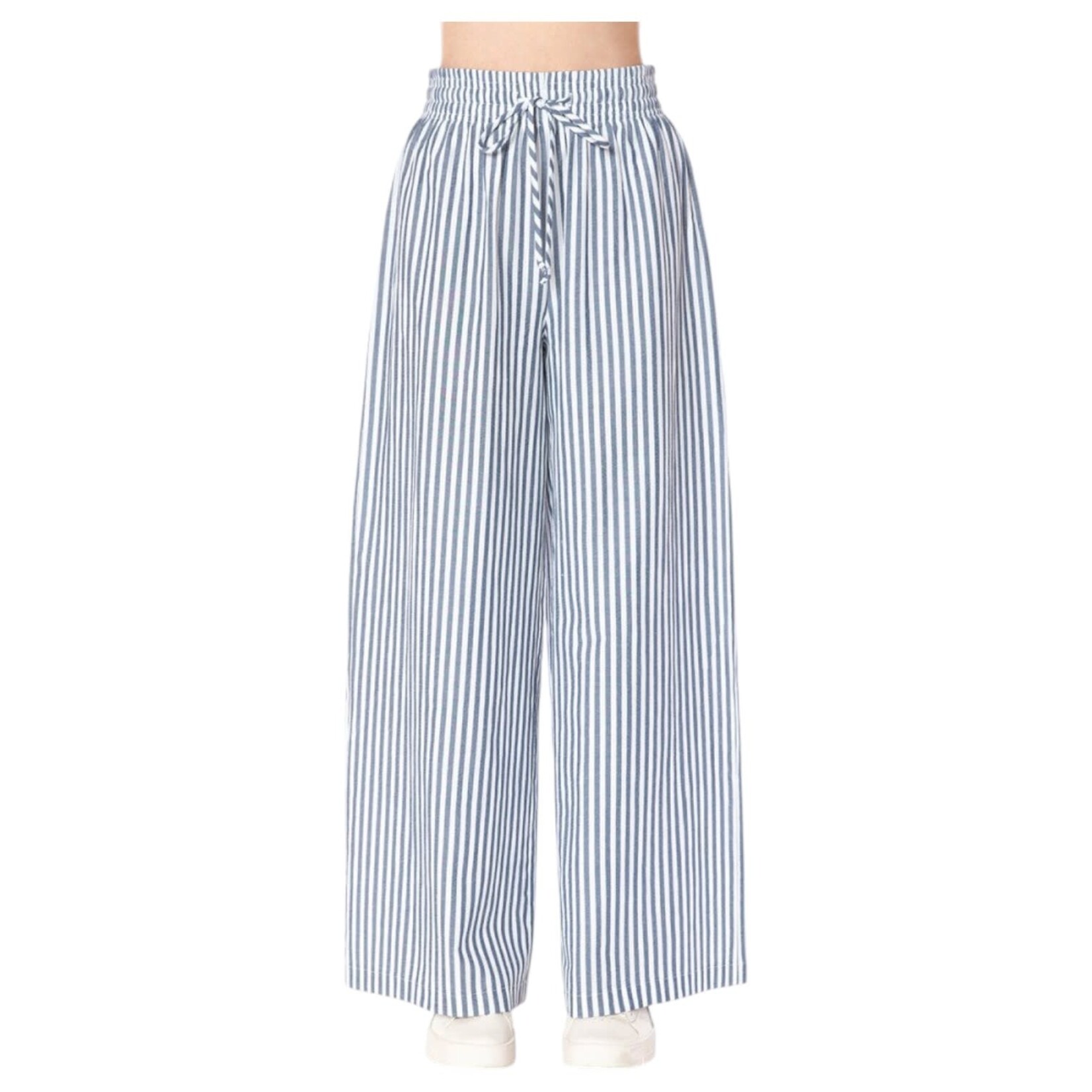 AMBIANCE APPAREL AMBIANCE STRIPE WIDE-LEG DRAWSTRING PANT 76292-1
