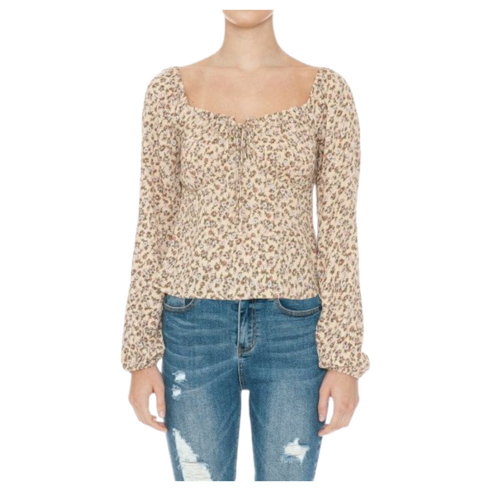 AMBIANCE APPAREL AMBIANCE LONG SLEEVE FLORAL TOP 74707-1