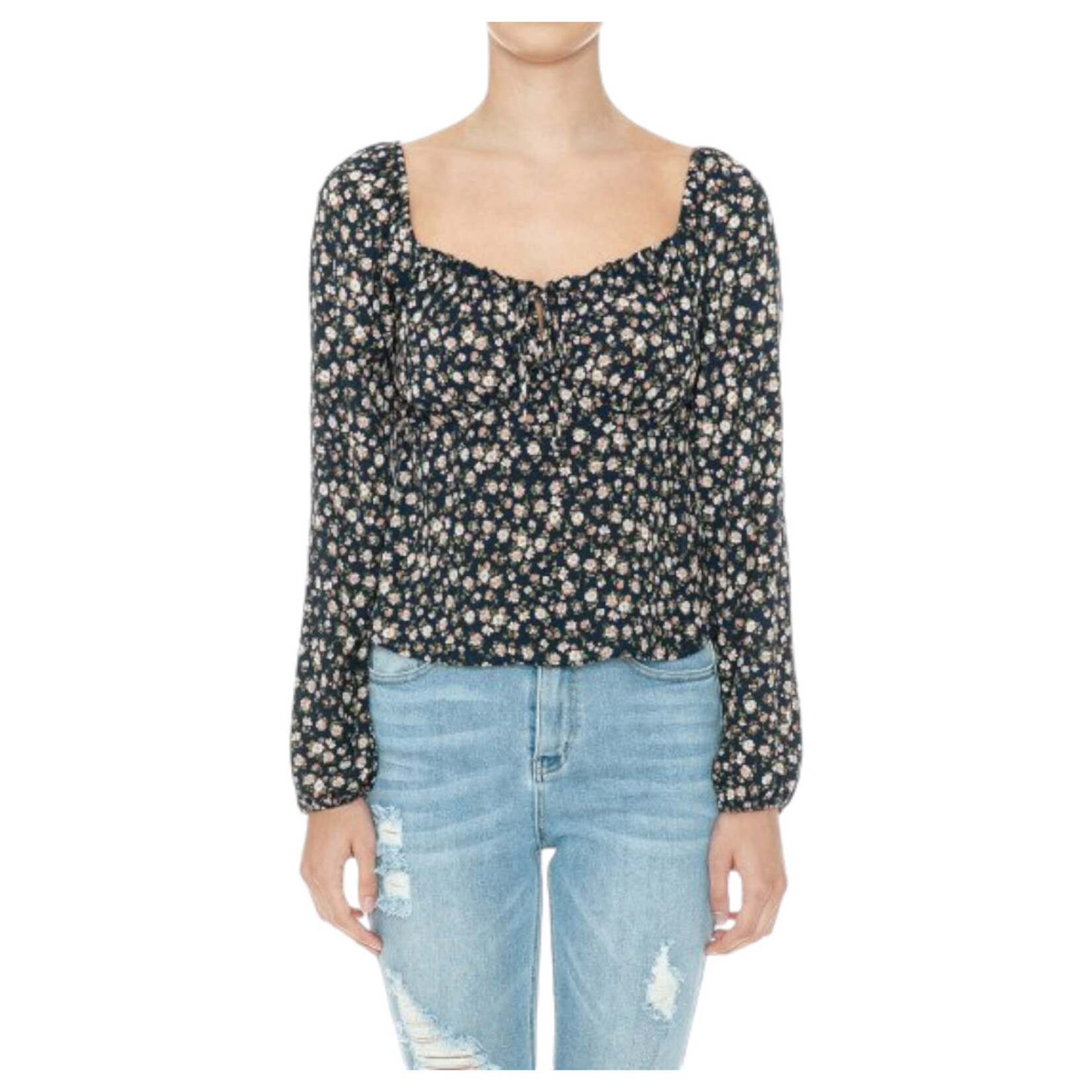 AMBIANCE APPAREL AMBIANCE LONG SLEEVE FLORAL TOP 74707-1