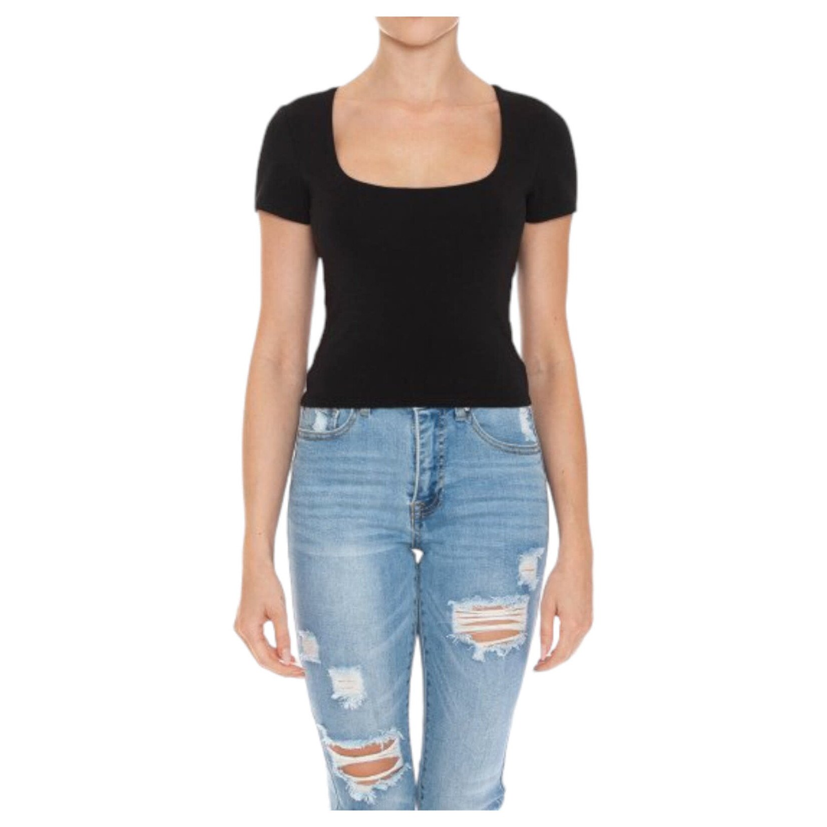 AMBIANCE APPAREL AMBIANCE CAP SLEEVE CROP TOP 75062