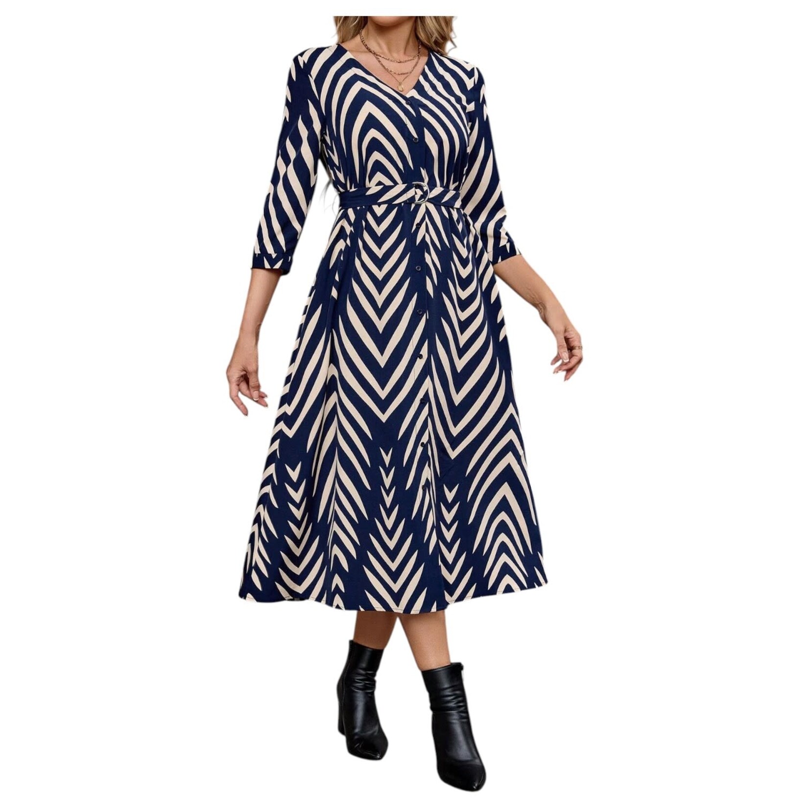 MISS KELLY MISS KELLY BELTED KNEE LENGTH DRESS SD5602