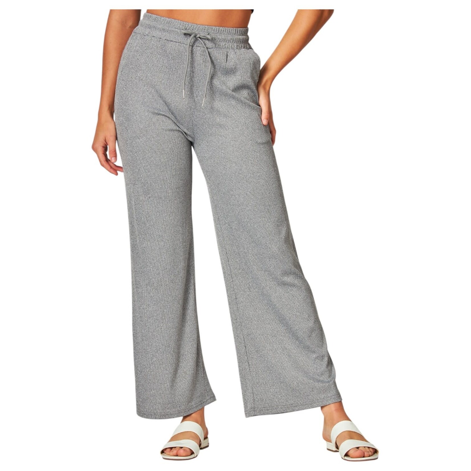 LOVE POEM LOVE POEM RIBBED DRAWSTRING WIDE LEG PANT EVE01