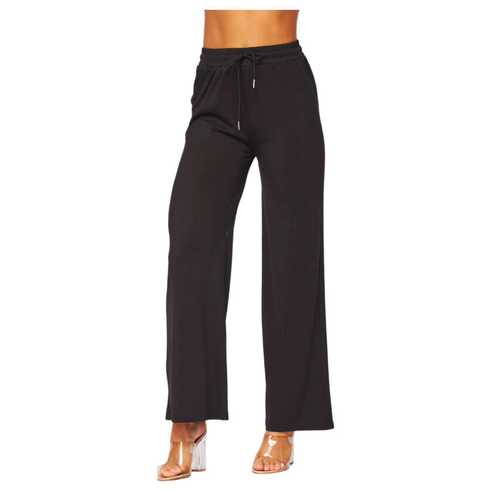 LOVE POEM LOVE POEM RIBBED DRAWSTRING WIDE LEG PANT EVE01