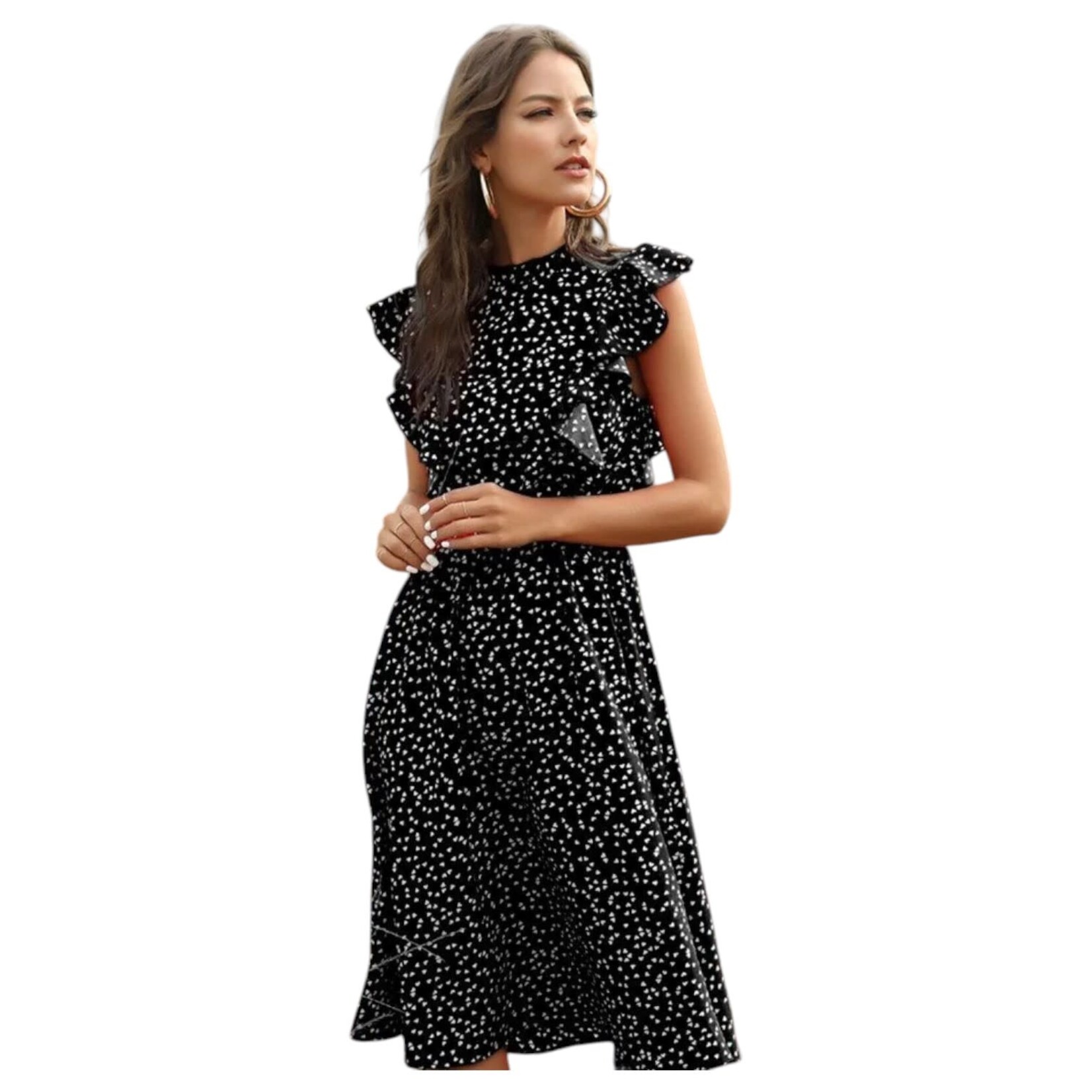 MISS KELLY MISS KELLY RUFFLE SIDE KNEE DRESS SD3868