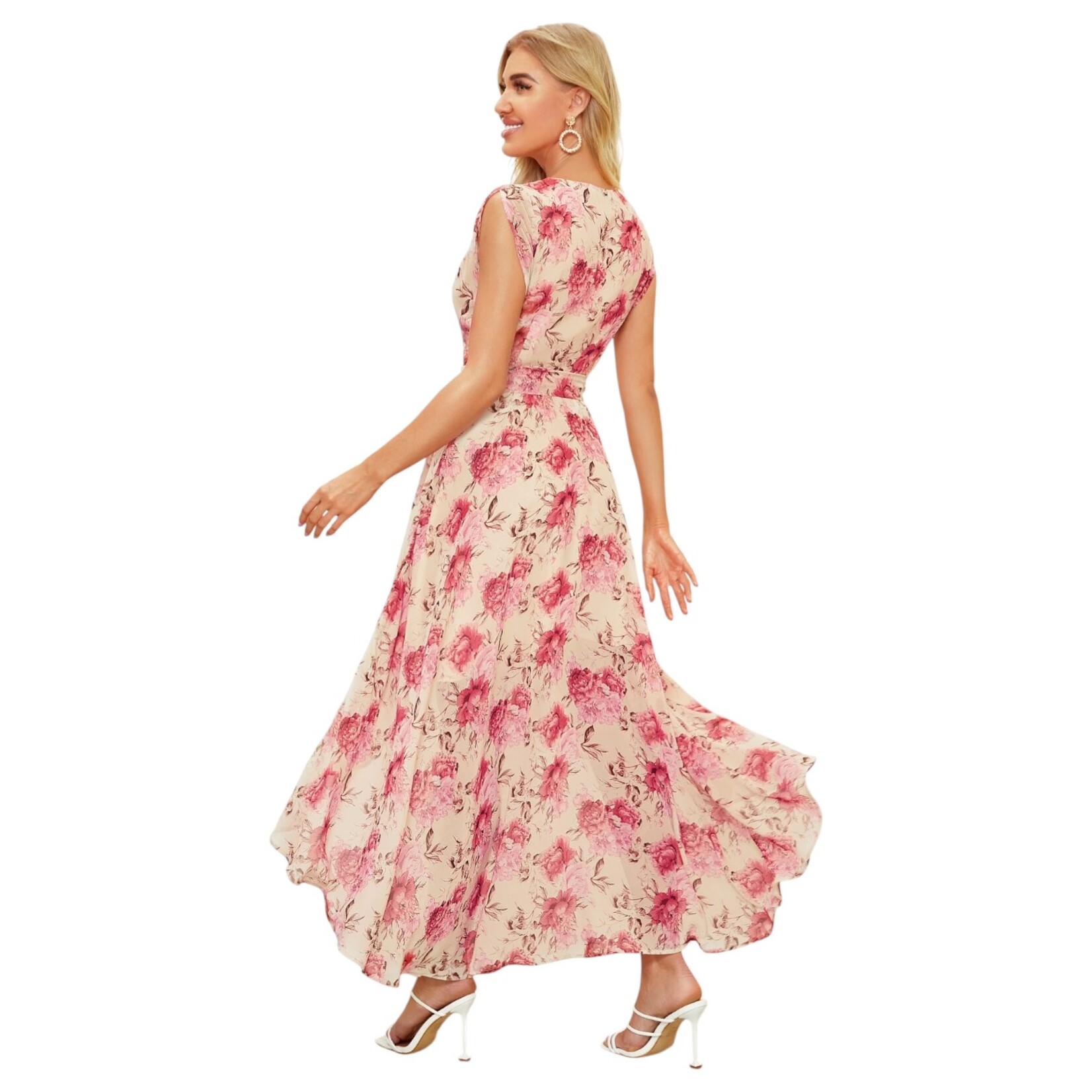 MISS KELLY MISS KELLY SLEEVLESS FLORAL WRAP DRESS WITH TRAIN SD4068