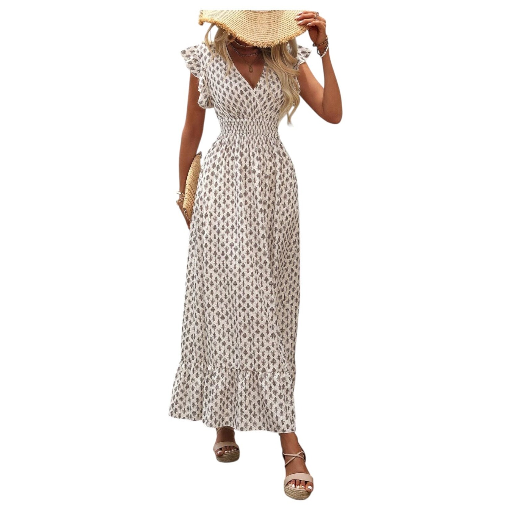 MISS KELLY MISS KELLY RUFFLE CAP SLEEVE MAXI DRESS SD5755