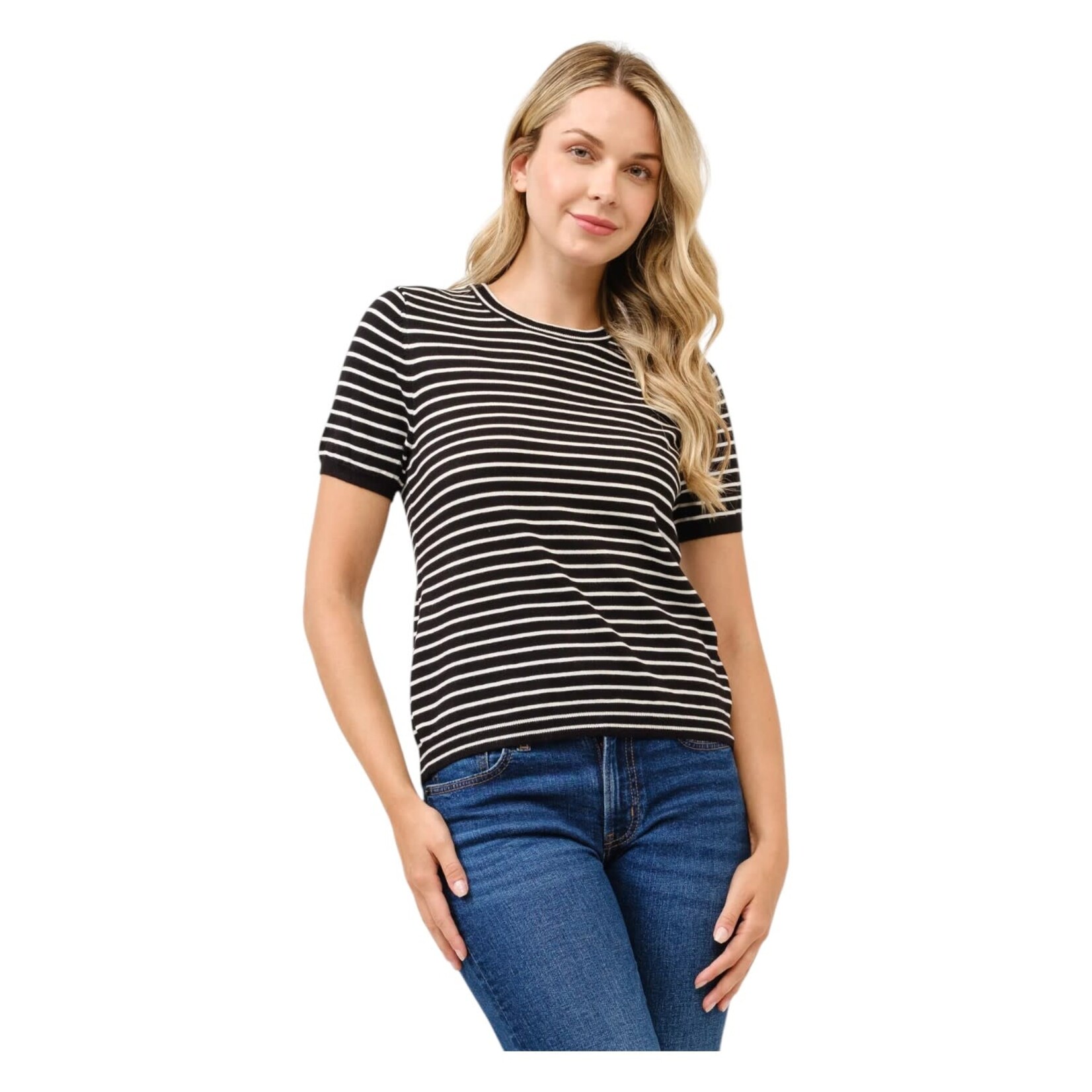 CIELO CIELO STRIPE SHORT SLEEVE SWEATER SW878