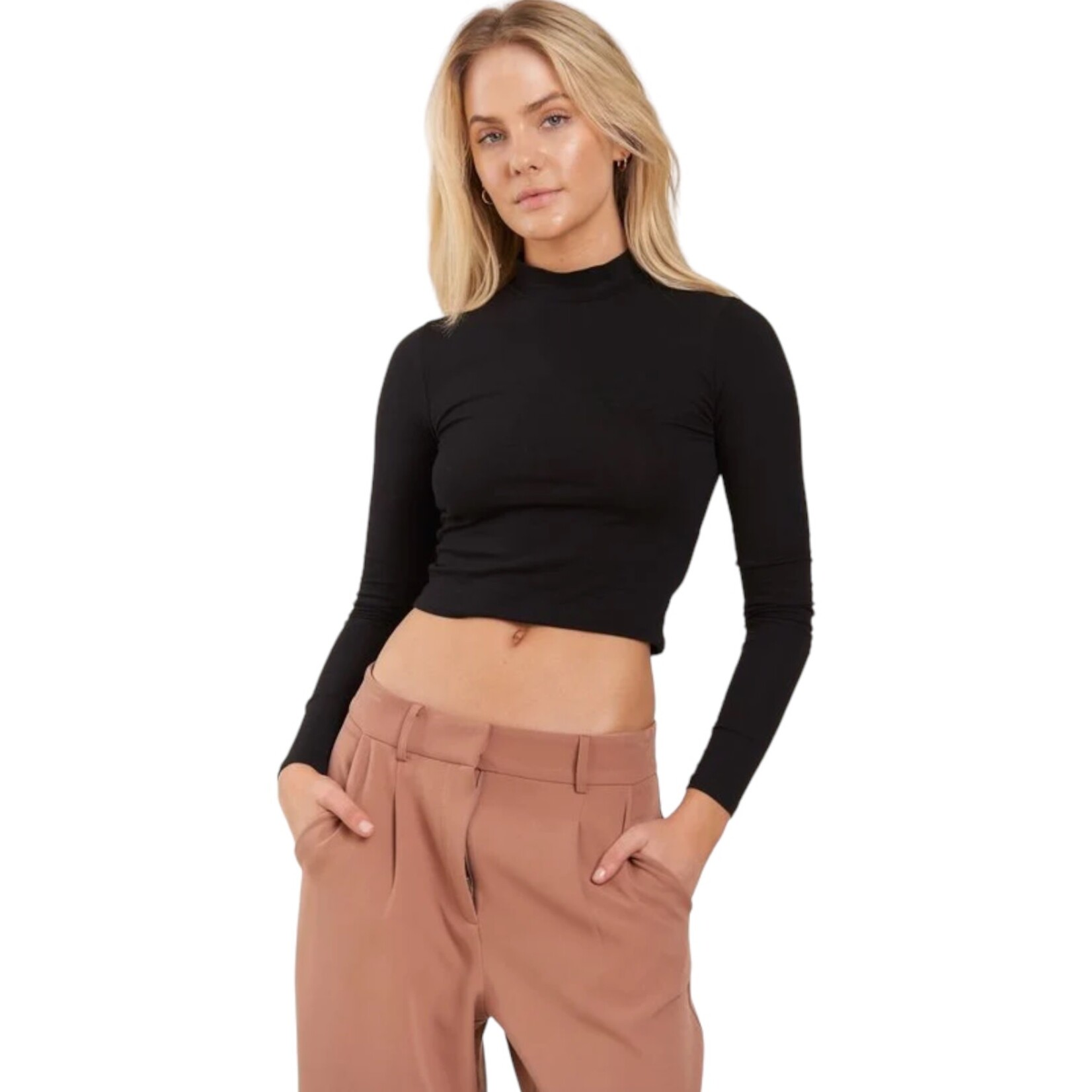 POPULAR 21 POPULAR 21 MOCK NECK LONG-SLEEVE TOP TZ7427