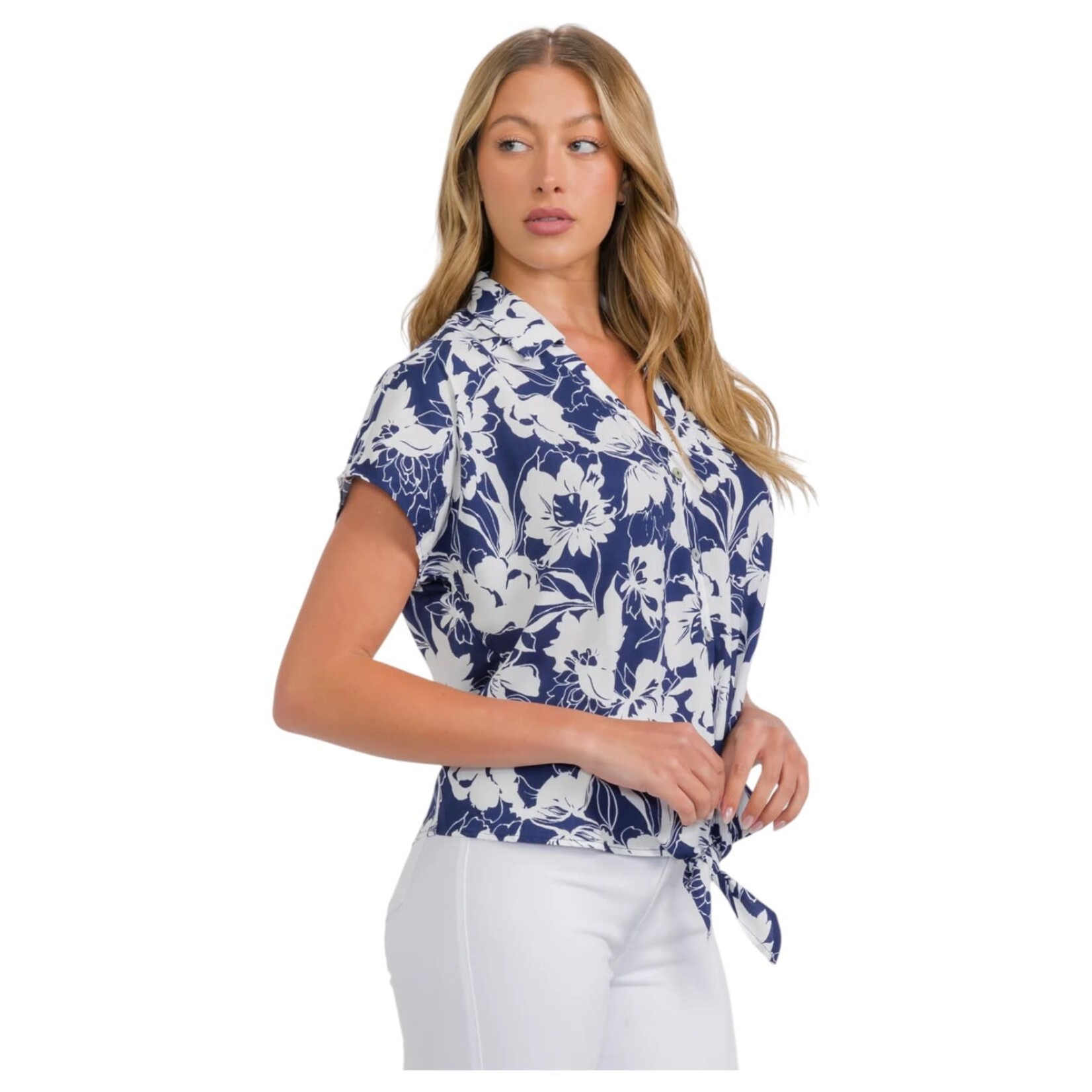 PERSEPTION PERSEPTION COLLARED TIE FRONT BUTTON UP TOP TP-MS-2108