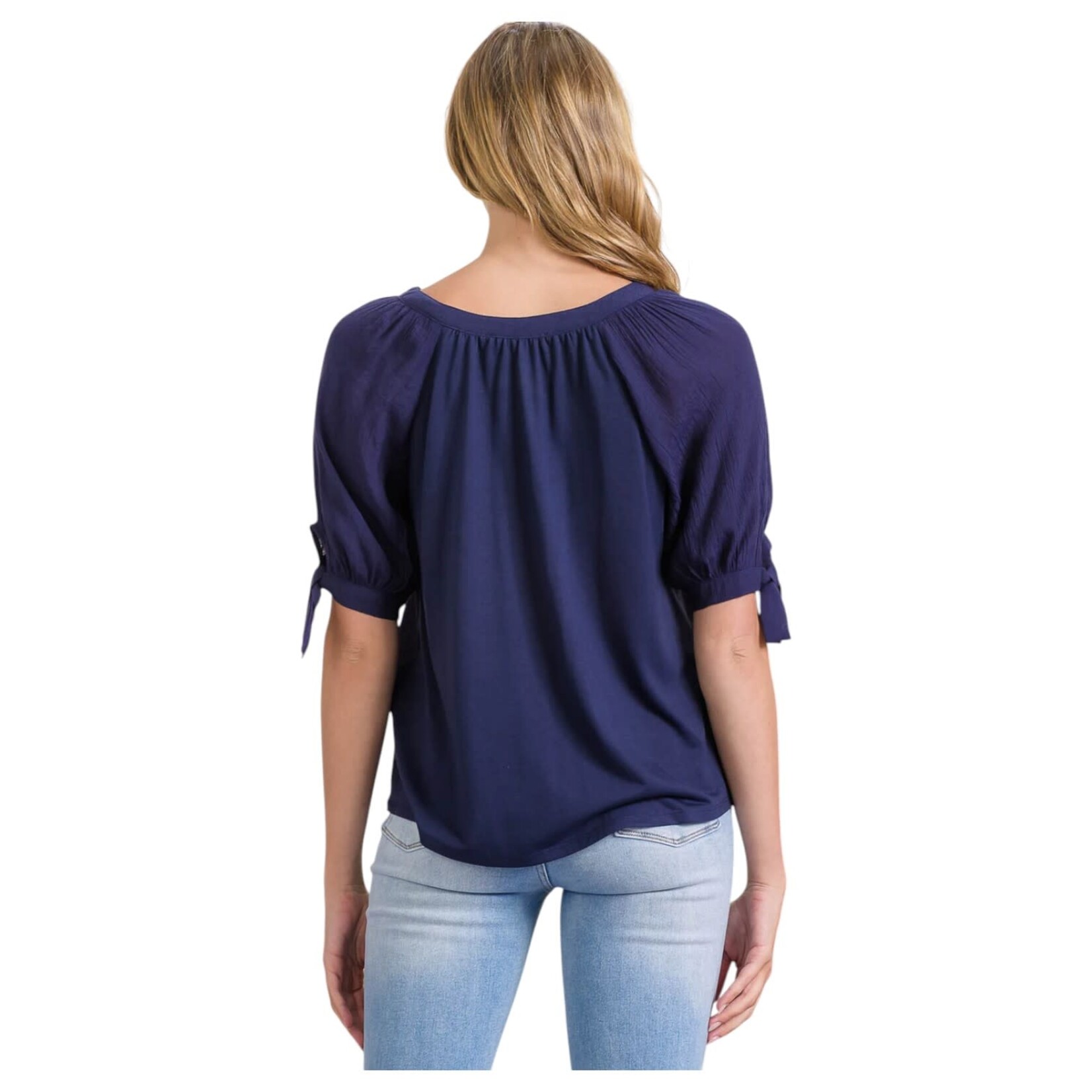 PERSEPTION PERSEPTION CROCHET CENTER SHORT SLEEVE TOP TP-MS-2041