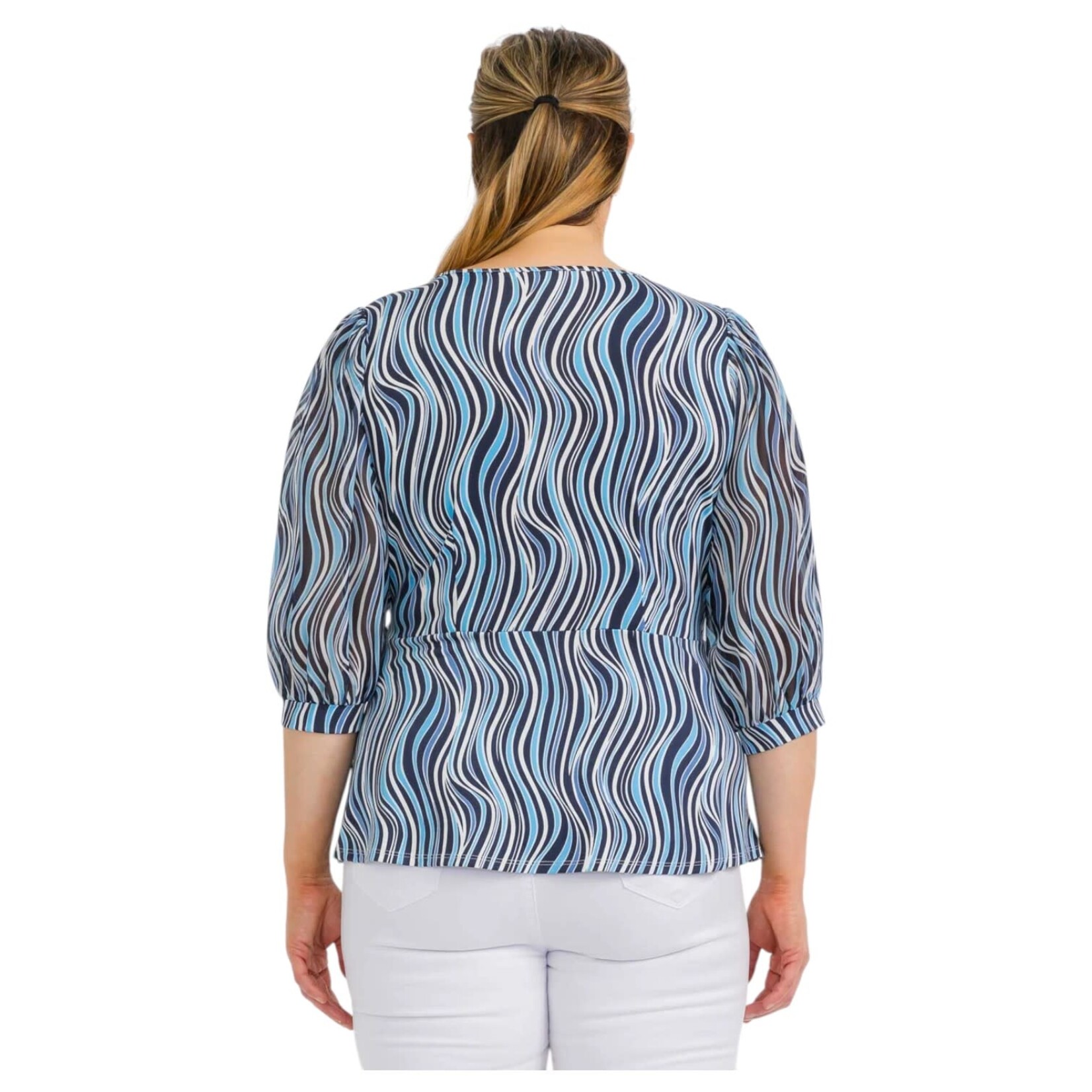 PERSEPTION PERSEPTION PLUS LANTERN SLEEVE WRAP TOP TP-WM-512