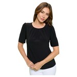 PERSEPTION PERSEPTION SHORT SLEEVE PLEATED SCOOP NECK TOP TP-MS-1753