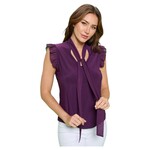 PERSEPTION PERSEPTION SLEEVELESS MIX MEDIA RUFFLE TIE NECK TOP TP-MS-1502